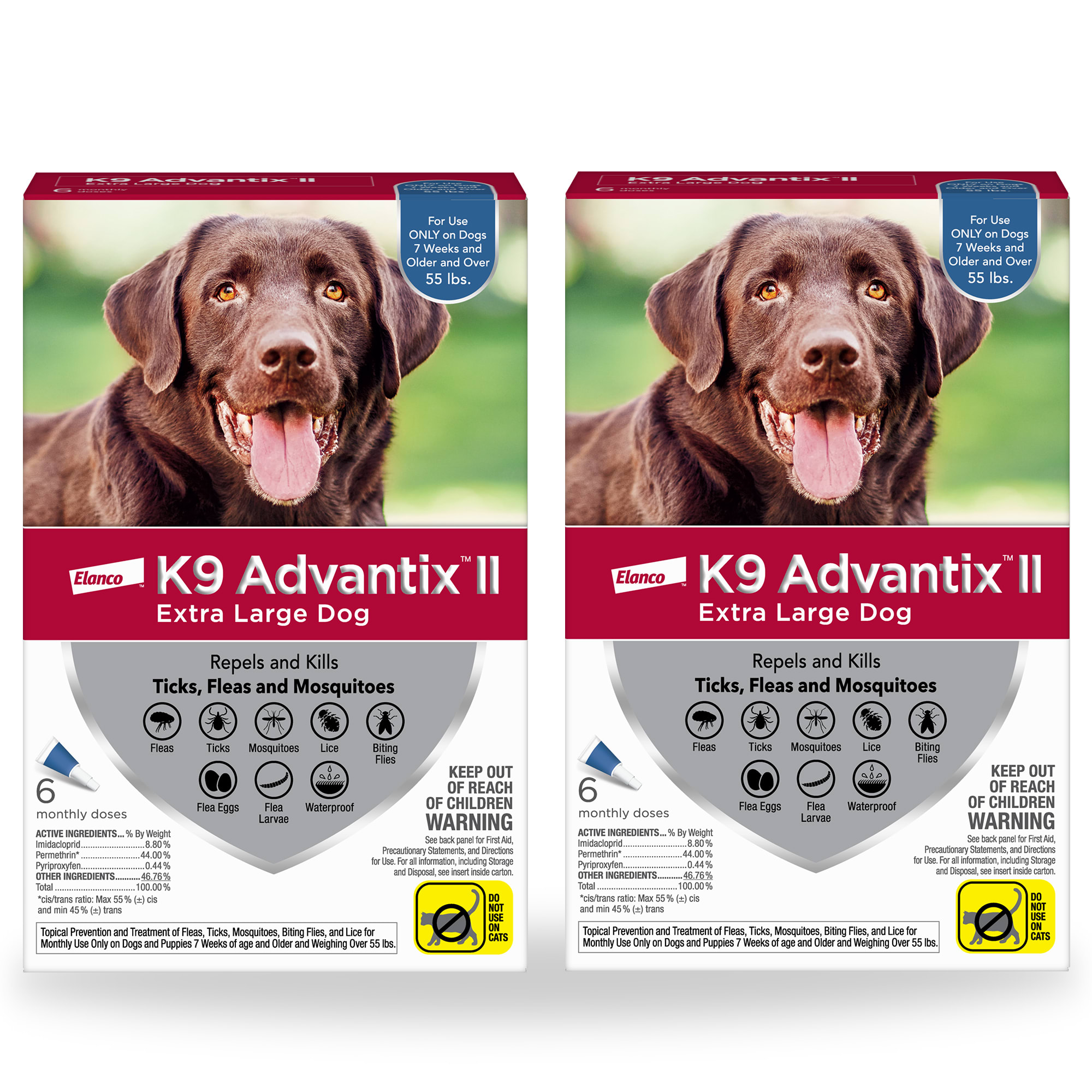 K9 Advantix II Topical Extra Large Dog Flea & Tick Treatment, 2 Packs ...