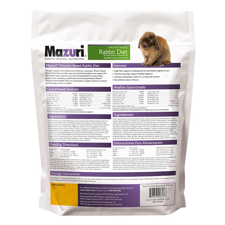 mazuri timothy based rabbit diet