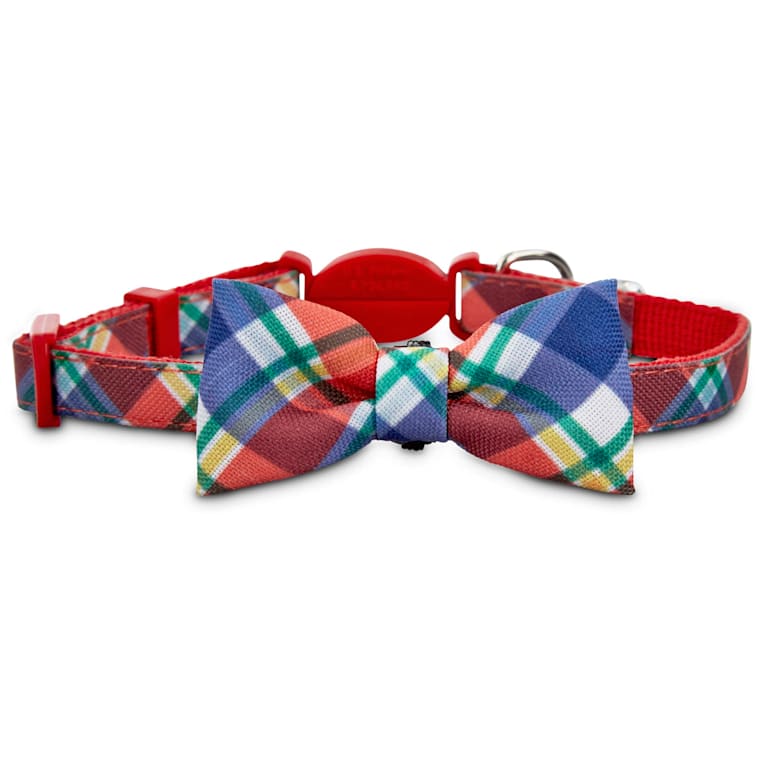 plaid bow tie dog collar