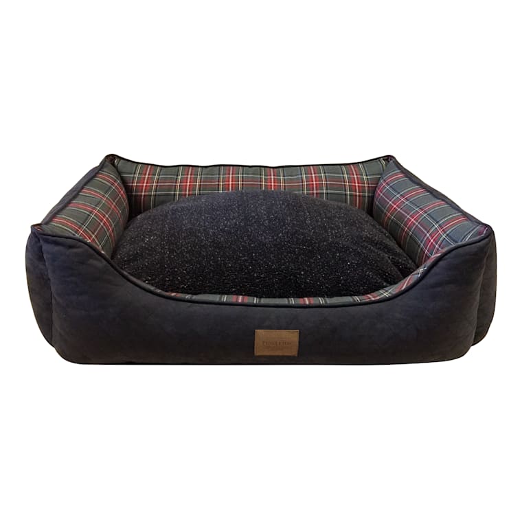 grey tartan dog bed
