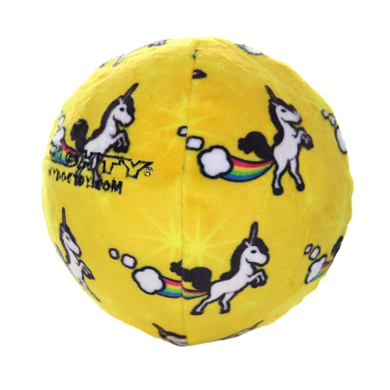 yellow squeaky dog ball