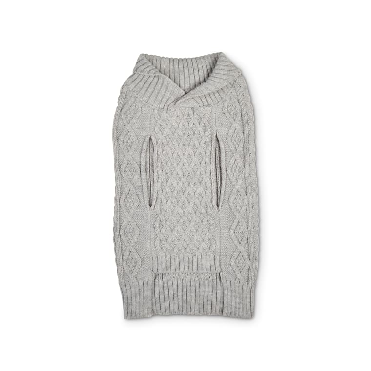 grey cable knit sweater