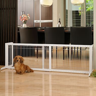 white wood pet gate