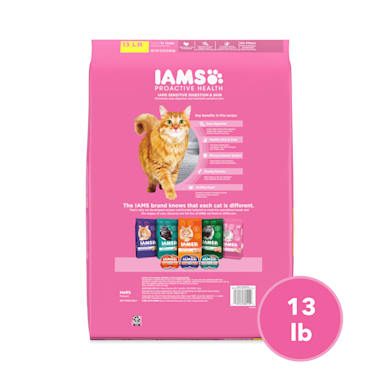 iams cat food pink bag