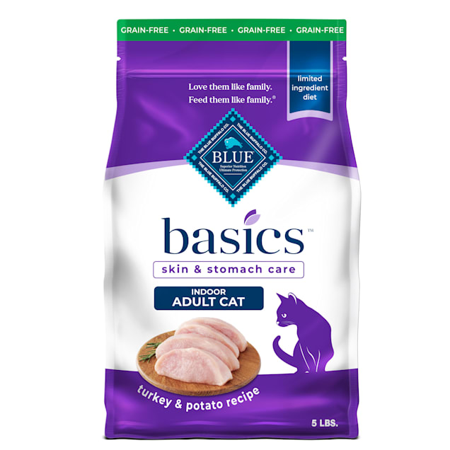 Blue Buffalo Blue Basics Limited Ingredient Grain Free Turkey & Potato Indoor Adult Cat Food, 5