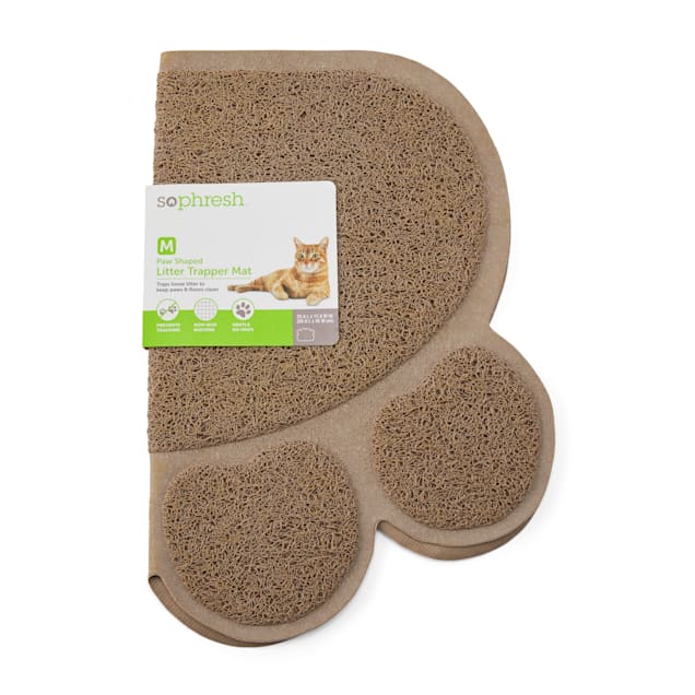 So Phresh Tan PawShaped Cat Litter Trapper Mat, 23.5" L X 14" W Petco
