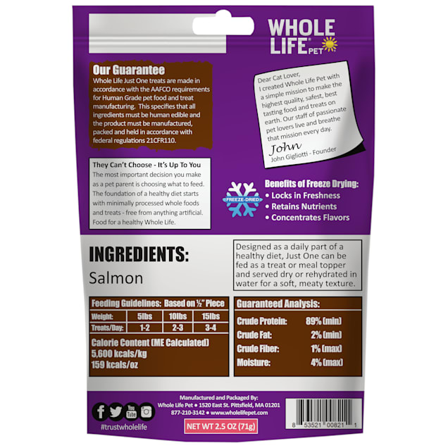 Whole Life Pet Pure Salmon FreezeDried Cat Treats, 2.5 oz. Petco