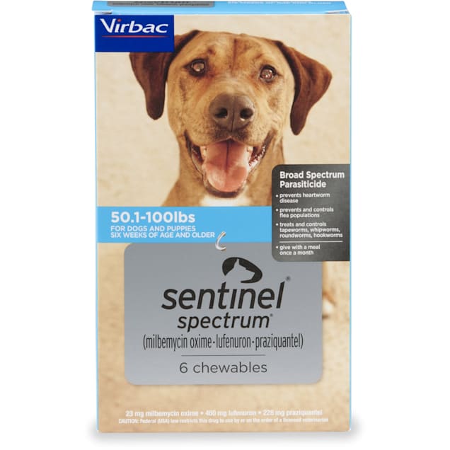 Sentinel Spectrum Chewables for Dogs 50.1 to 100 lbs., 6 Pack | Petco