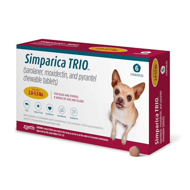 Simparica Trio 2.8-5.5 lbs. Dogs, 6 Month Supply | Petco