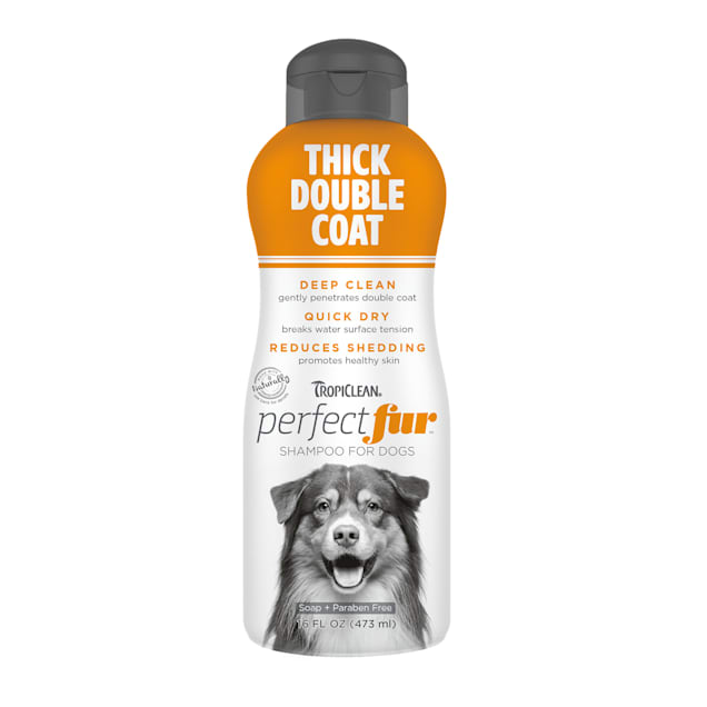 TropiClean Perfect Fur Thick Double Coat Dog Shampoo, 16 fl. oz. Petco