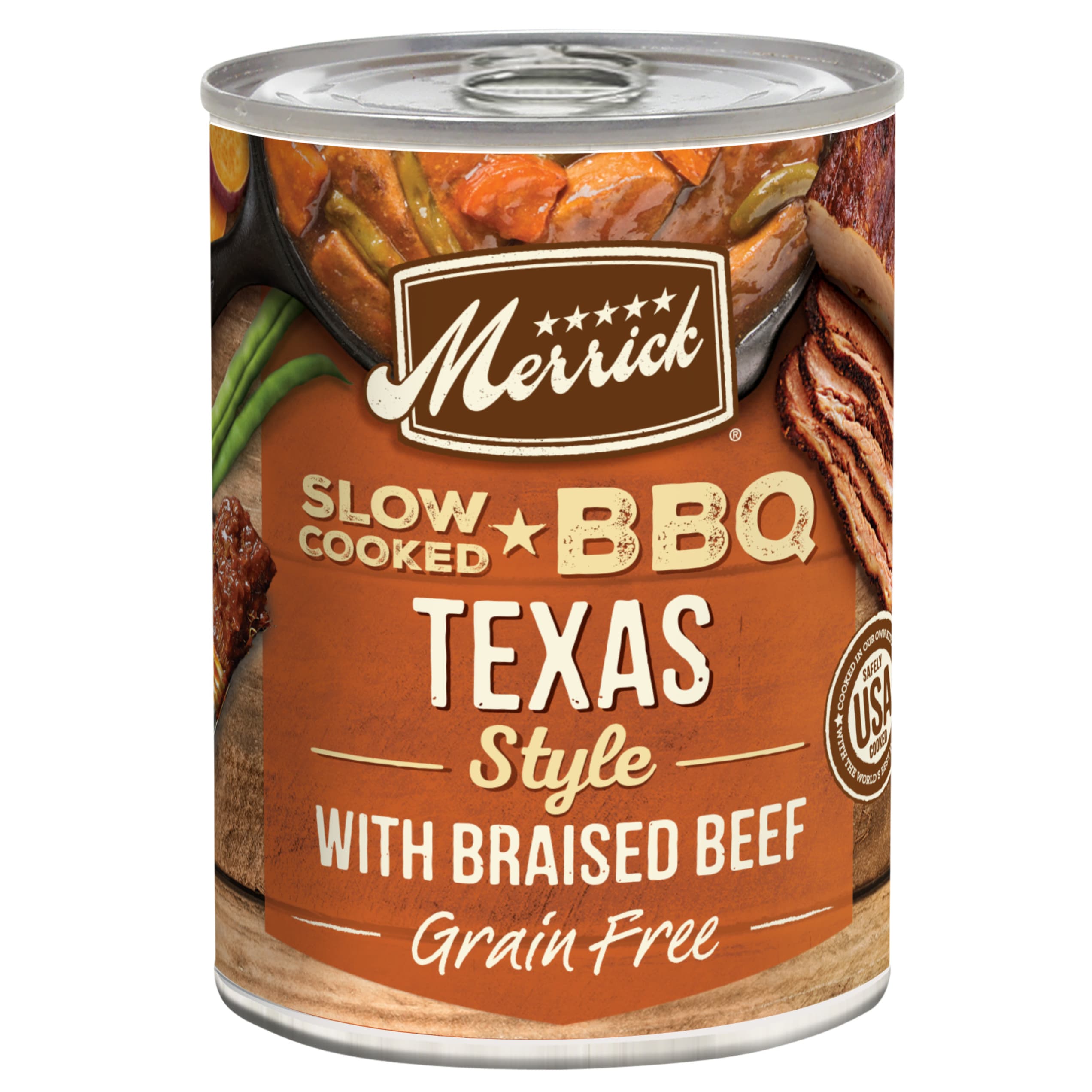 Merrick Grain Free Slow-Cooked BBQ Texas Style with Braised Beef Wet Dog Food, 12.7 oz., Case of 12 | Petco