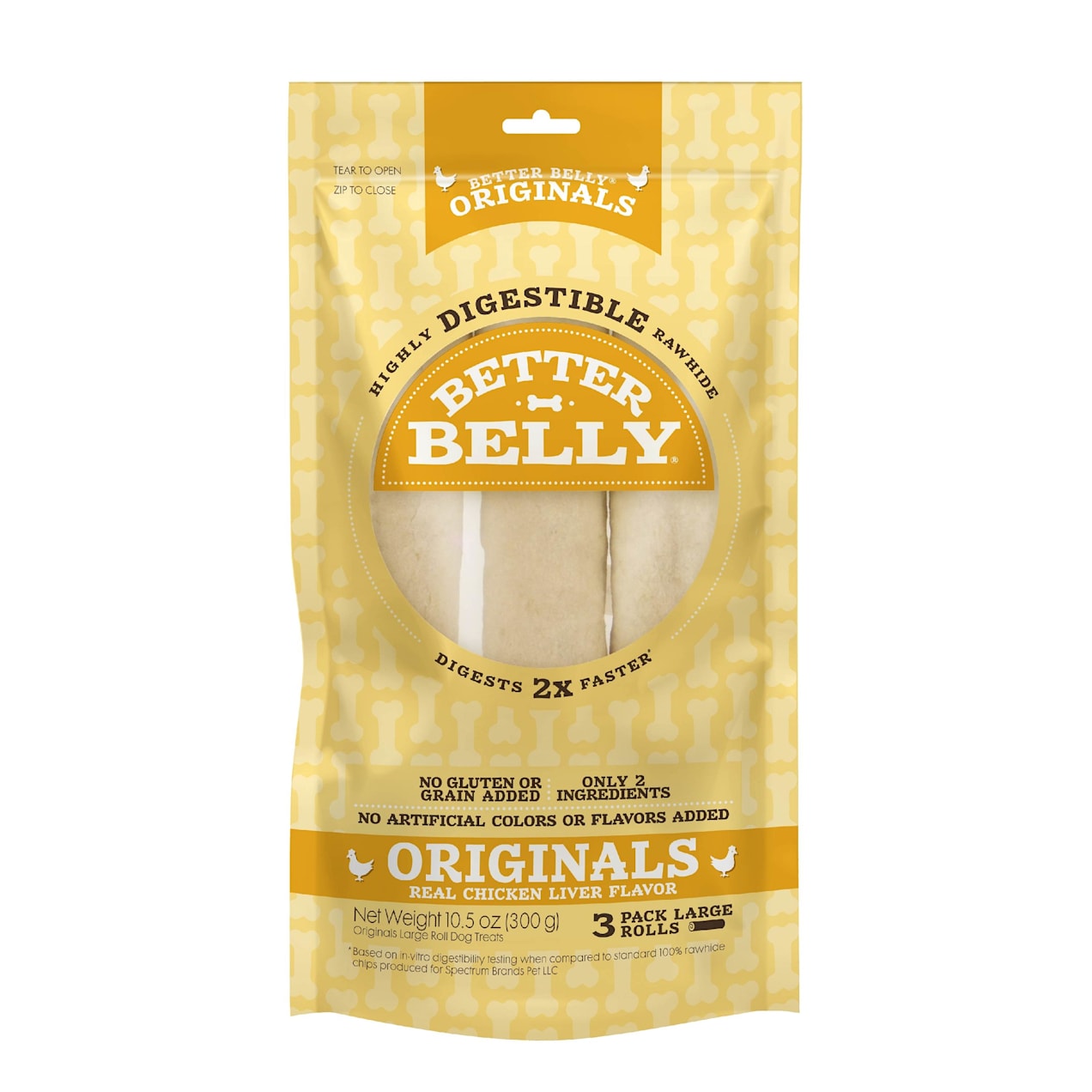 Better Belly Chicken Liver Rawhide Rolls Large Dog Chews Petco