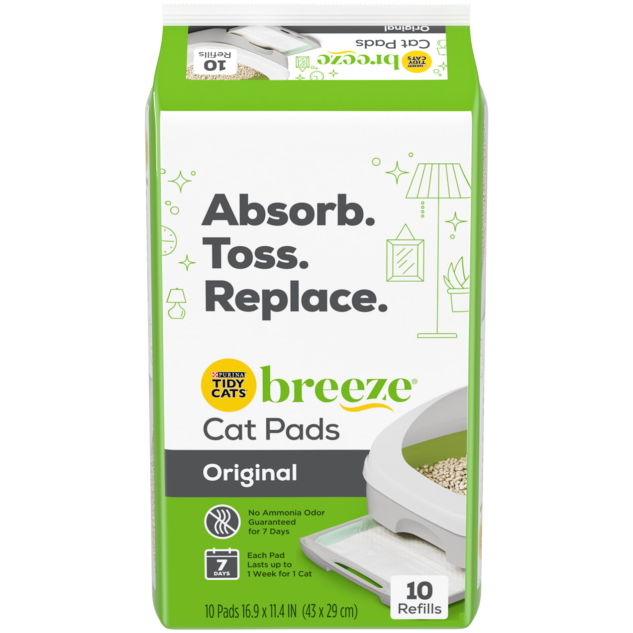 Purina Tidy Cats Breeze Cat Pads Refill Pack, 18.24 oz., Count of 10