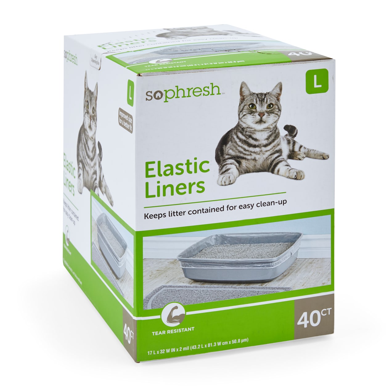 So Phresh Elastic Cat Litter Box Large Liners 17" L x 30" W, 40 count