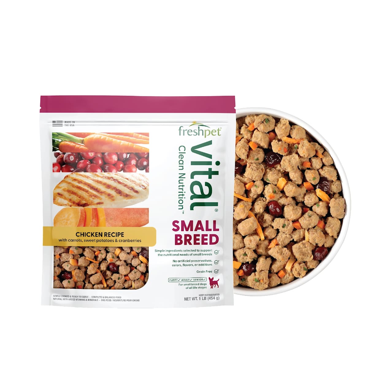 Freshpet Vital Complete Meals GrainFree Chicken Fresh Small Breed Dog Food, 1 lb. Petco