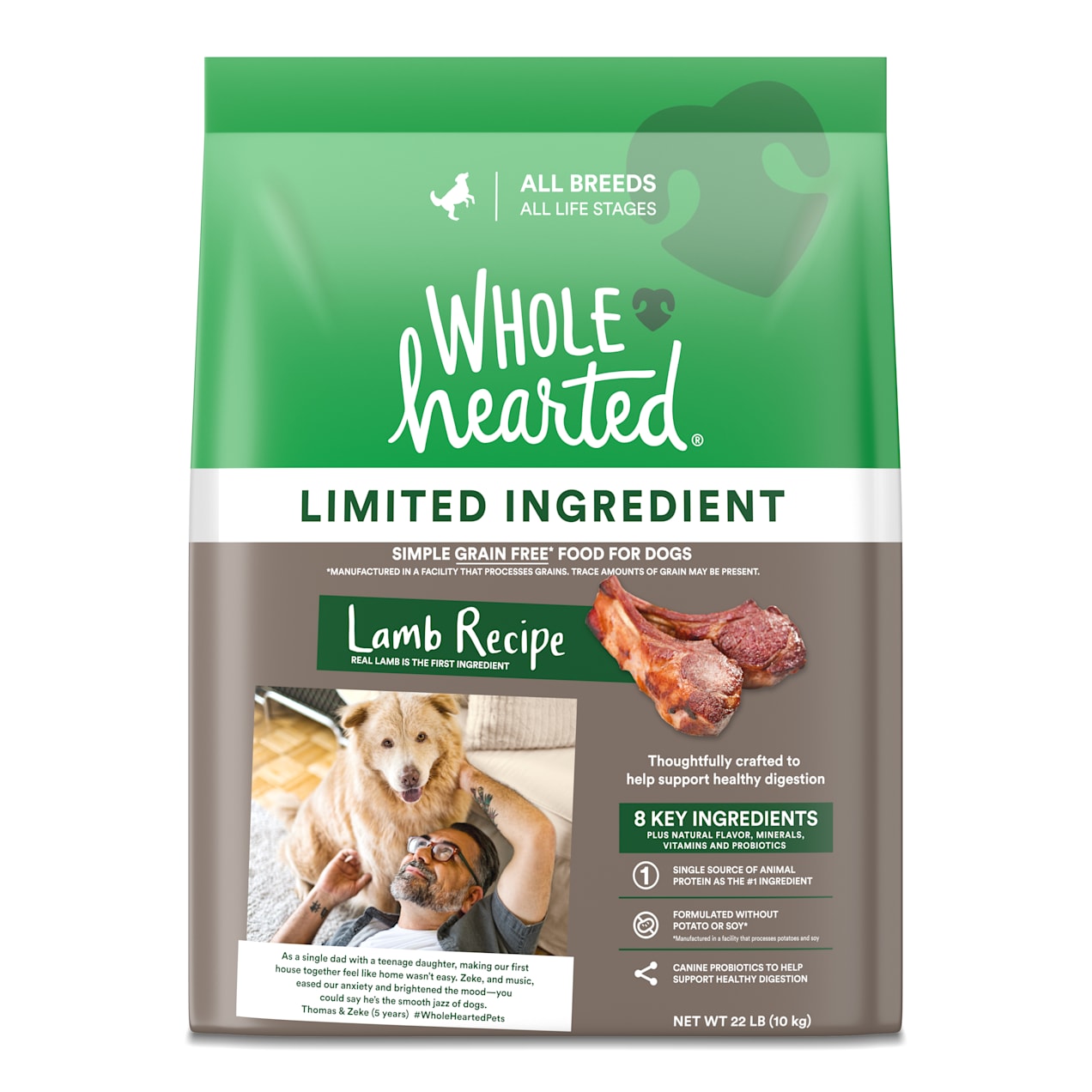 WholeHearted Grain Free Limited Ingredient Lamb Recipe Dry Dog Food for All Life Stages and