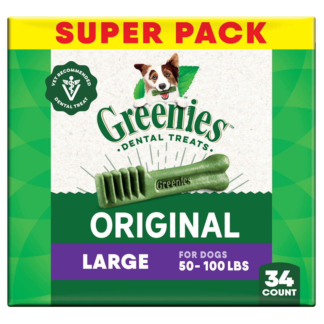 Greenies Original Large Dental Dog Treats, 54 oz., Count of 34 Petco