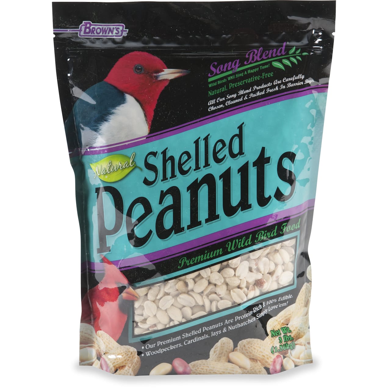 Browns Natural Shelled Peanuts for Birds, 3 LBS Petco
