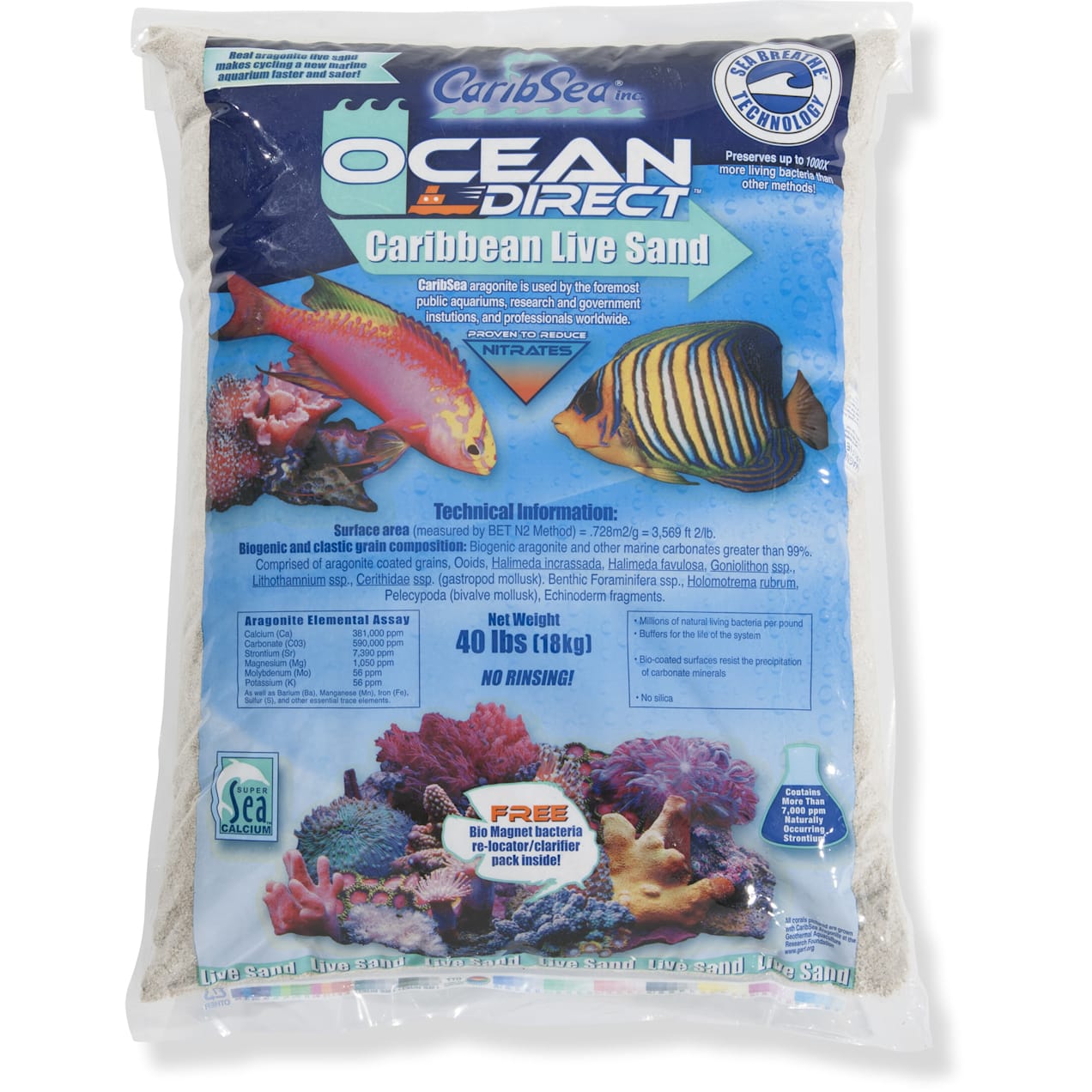 CaribSea Ocean Direct Original Grade Caribbean Live Sand Substrate, 40
