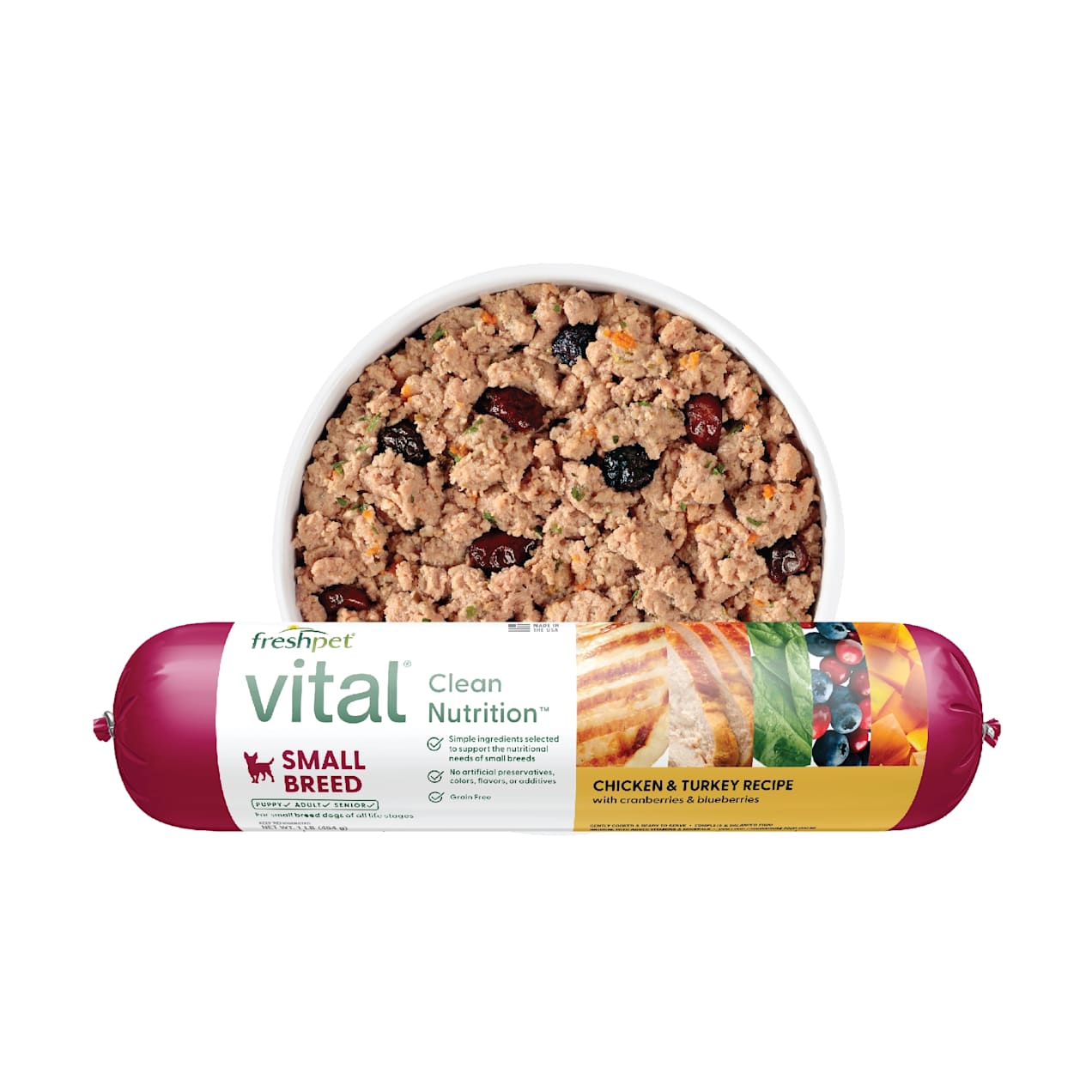 Freshpet Vital Small Breed Non GMO & GrainFree Poultry Roll Natural