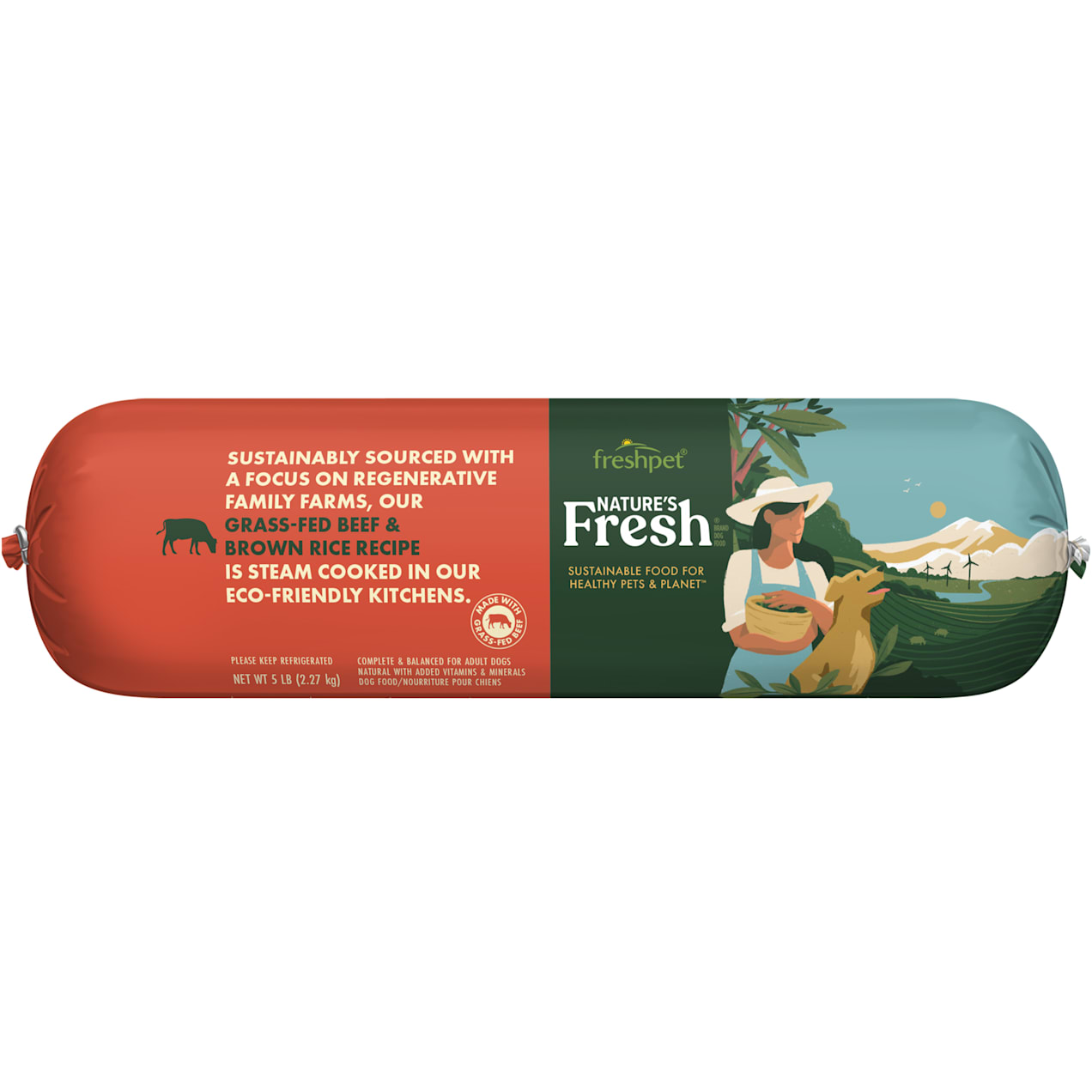Freshpet Nature's Fresh Beef Roll and Whole Grains Dry Dog Food, 5 lbs
