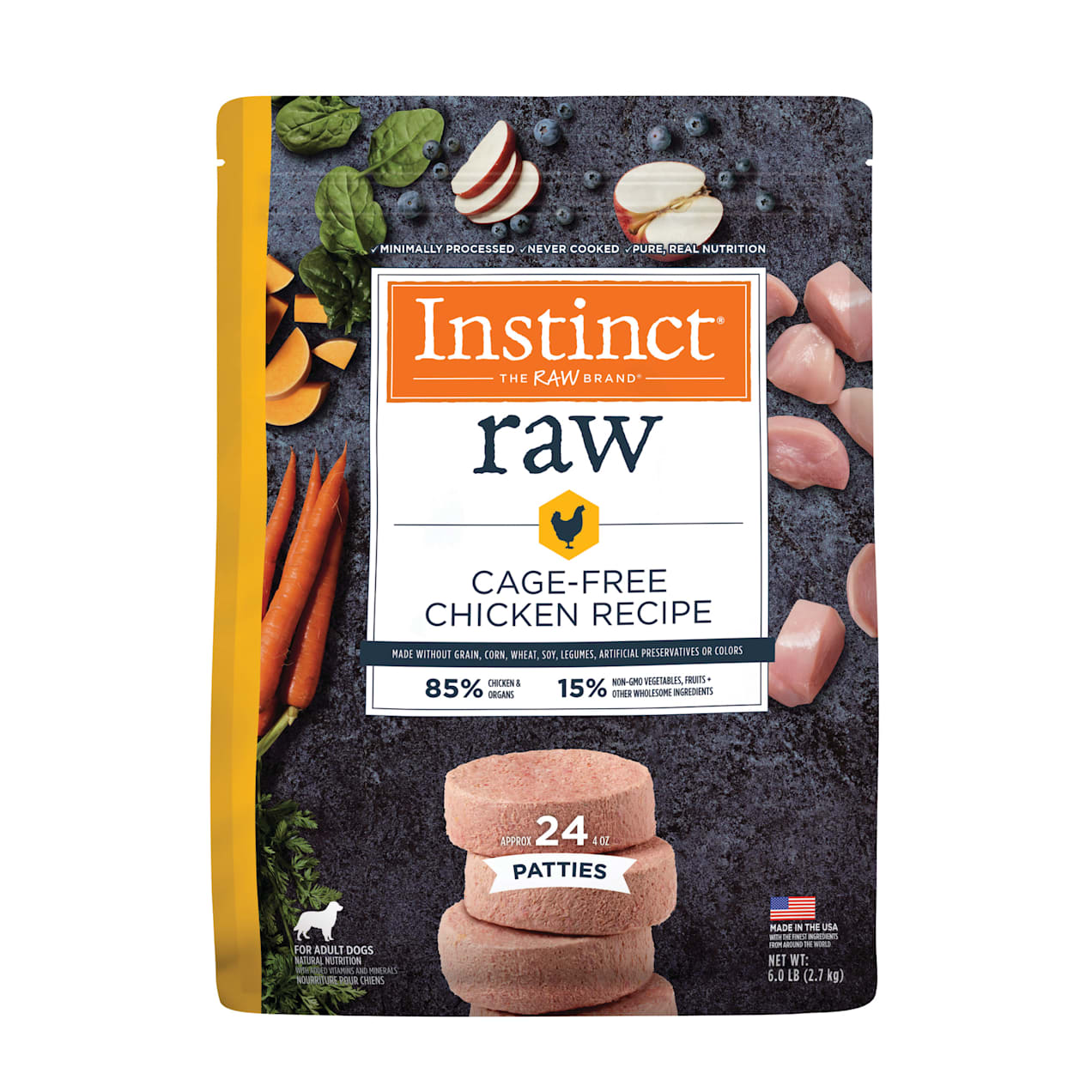 Instinct Frozen Raw Patties Grain-Free Cage-Free Chicken Recipe Dog Food 