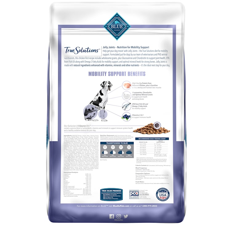 Blue Buffalo True Solutions Jolly Joints Natural Mobility Support Chicken Flavor Adult Dry Dog Food 24 Lbs Petco