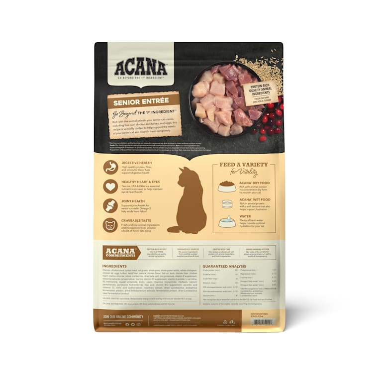 ACANA Senior Entree Chicken, Turkey and Duck Dry Cat Food, 4 lbs