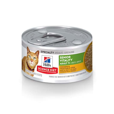 Hill S Science Diet Youthful Vitality Adult 7 Chicken Vegetable Stew Cat Food 2 9 Oz Case Of 24 Petco
