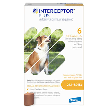 Interceptor Plus Chewables For Dogs 25 To 50 Lbs 6 Month Supply Petco