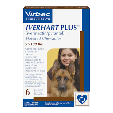 Iverhart Plus Chewable Tablets For Dogs 51 100 Lbs 6 Month Supply Petco