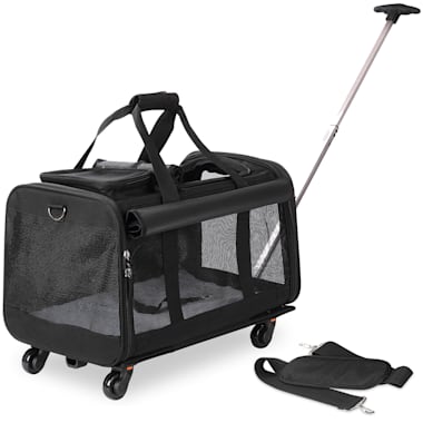 Kopeks Black Pet Carrier With Detachable Wheels 20 L X 13 W X 11 5 H Petco