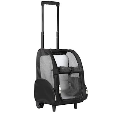 Kopeks Black Deluxe Backpack Pet Travel Carrier With Double Wheels 13 L X 12 W X 20 H Petco
