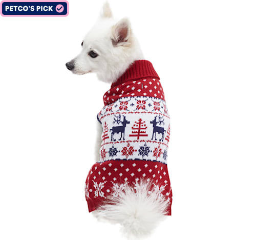 petco.com | Blueberry Pet Tango Red Acrylic Christmas Jacquard Dog Sweater