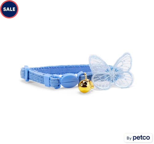 YOULY The Happy-Go-Lucky Blue Butterfly-Embellished Breakaway Kitten Collar