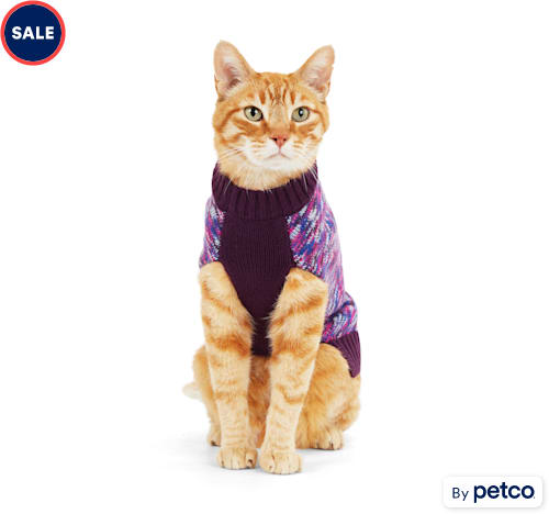 petco.com | YOULY Burgundy Cat Sweater, X-Small/Small