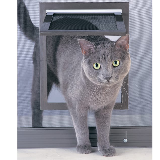 KuanDar clo Cat Dog Paw Screen Door,Cat Flap for Fly Screens,Pet Anti-Scratching Door,Quick Self-Closing Lockable Anti-Bite Secure Flap Easy Installation