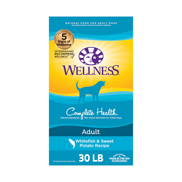 Wellness Complete Health Natural Whitefish Sweet Potato Recipe Dry Dog Food 30 lbs