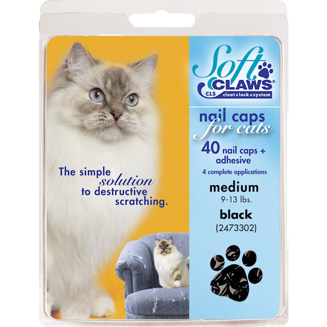 Soft Claws Black Cat Nail Caps, Medium - Carousel image #1