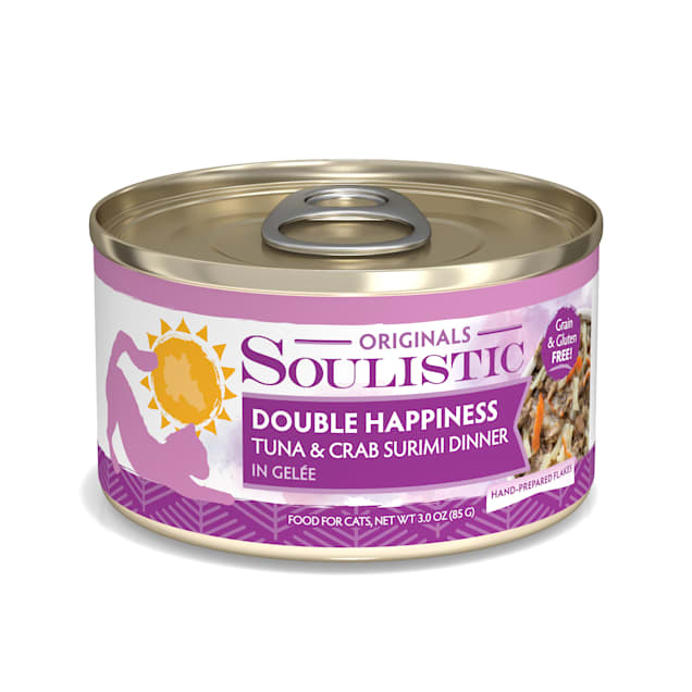 Soulistic Originals Double Happiness Tuna & Crab Surimi Dinner in Gelee Wet Cat Food, 3 oz., Case of 12 - Carousel image #1