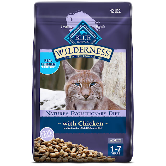 Blue Buffalo Wilderness Natural Adult High Protein Grain Free Chicken Dry Cat Food, 12 lbs. on Sale At PETCO