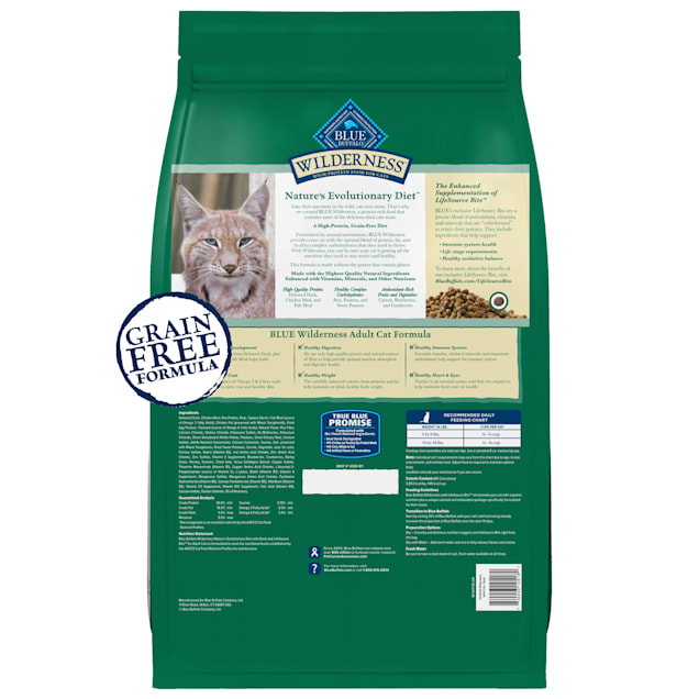 Blue Buffalo Wilderness Duck Supports Health and Wellness High Protein Grain Free Healthy Adult Dry Cat Food 11 lbs