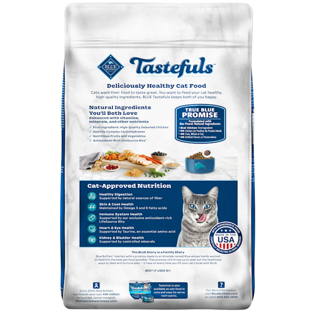 Blue Buffalo Blue Tastefuls Chicken and Brown Rice Recipe Adult Active Natural Dry Cat Food 15 lbs