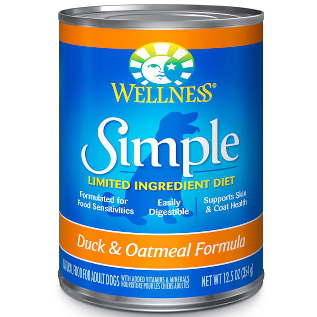 Wellness Simple Natural Limited Ingredient Duck and Oatmeal Recipe Wet Dog Food, 12.5 oz., Case of 12 - Carousel image #1