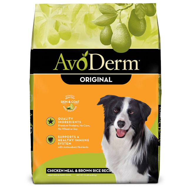 AvoDerm Natural Chicken Meal & Brown Rice Formula Adult Dry Dog Food, 15 lbs. - Carousel image #1