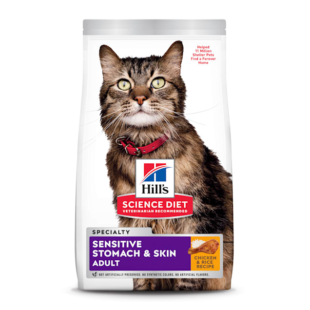 Hill's Science Diet Adult Sensitive Stomach & Skin Chicken & Rice Recipe Dry Cat Food, 15.5 lbs. - Carousel image #1