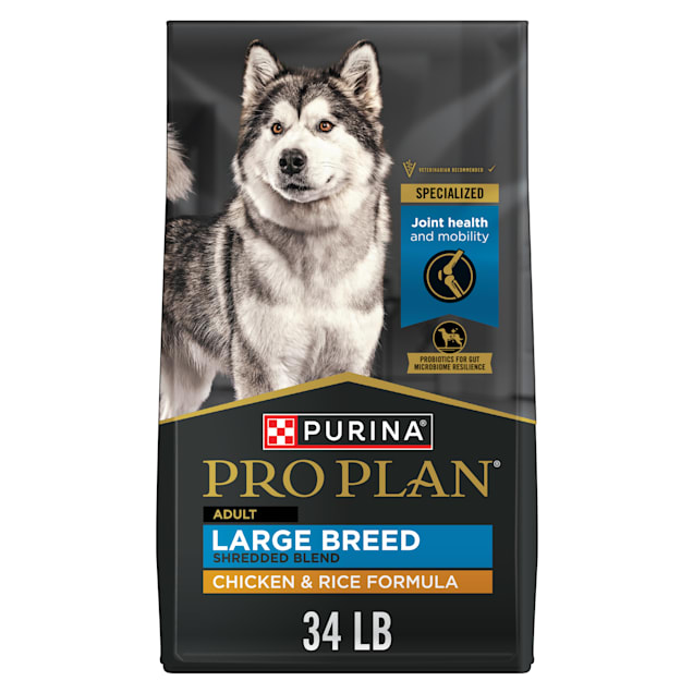 Purina Pro Plan With Probiotics Large Breed Shredded Blend Chicken & Rice  Formula Dry Dog Food, 34 lbs.