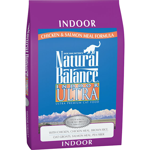 Natural Balance Indoor Ultra Chicken Meal, Brown Rice, Oat Groats, Salmon Meal & Pea Fiber Dry Cat Food, 15 lbs. - Carousel image #1