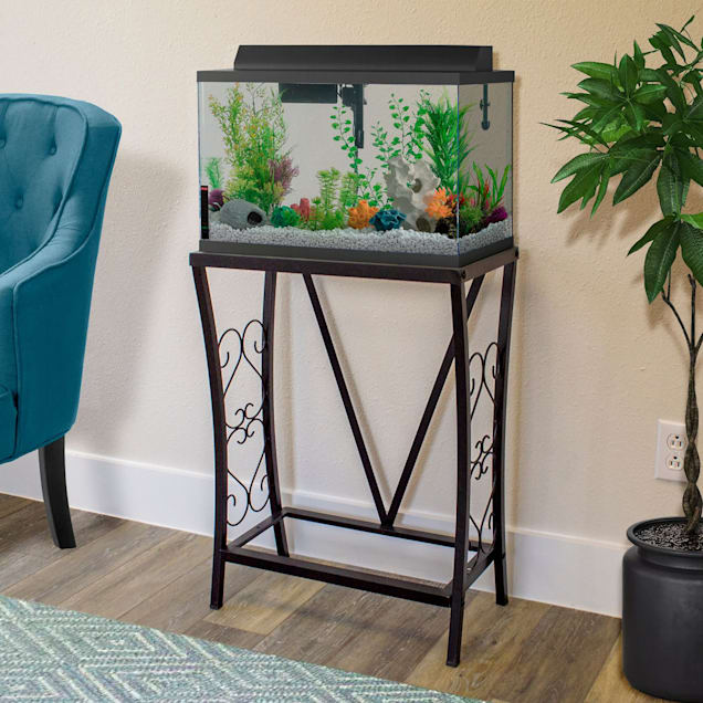 Aquatic Fundamentals Black Scroll Aquarium Stand for 10 Gallon