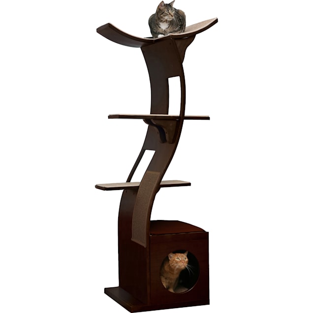 The Refined Feline Lotus Tower Cat Tree In Espresso 69 H Petco
